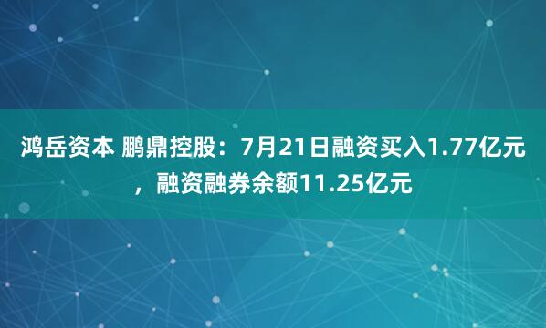 鸿岳资本 鹏鼎控股：7月21日融资买入1.77亿元，融资融券余额11.25亿元